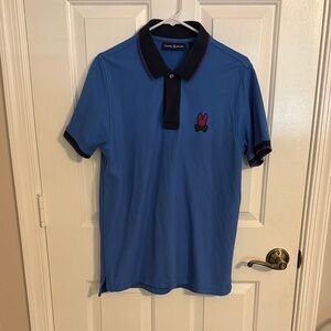 Psycho Bunny Blue Polo with Black and Purple Accents